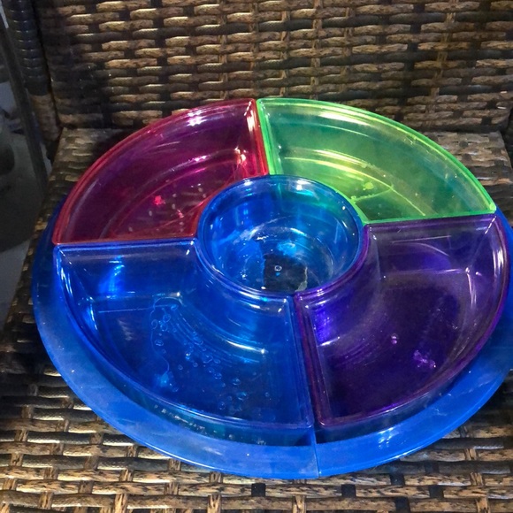 Dining Plastic Serving Platter Divided Food Tray With 5 Compartments